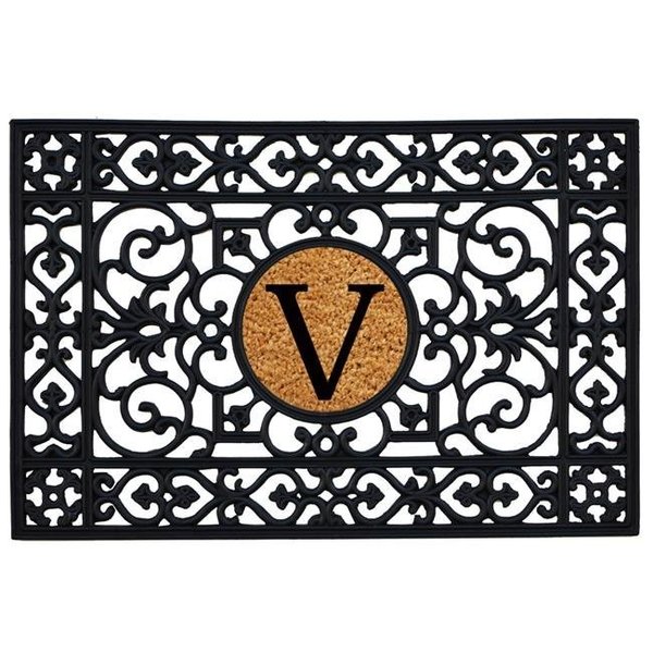 Calloway Mills Calloway Mills 160012436V 2 x 3 ft. Rubber Monogram Insert Rectangular Doormat; Black - Letter V 160012436V
